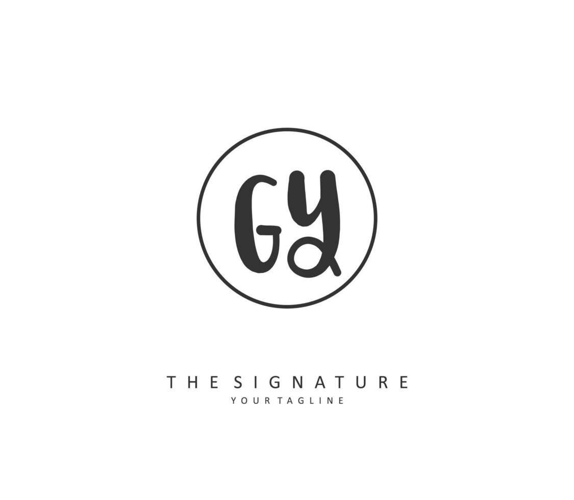 GY Initial letter handwriting and  signature logo. A concept handwriting initial logo with template element. vector
