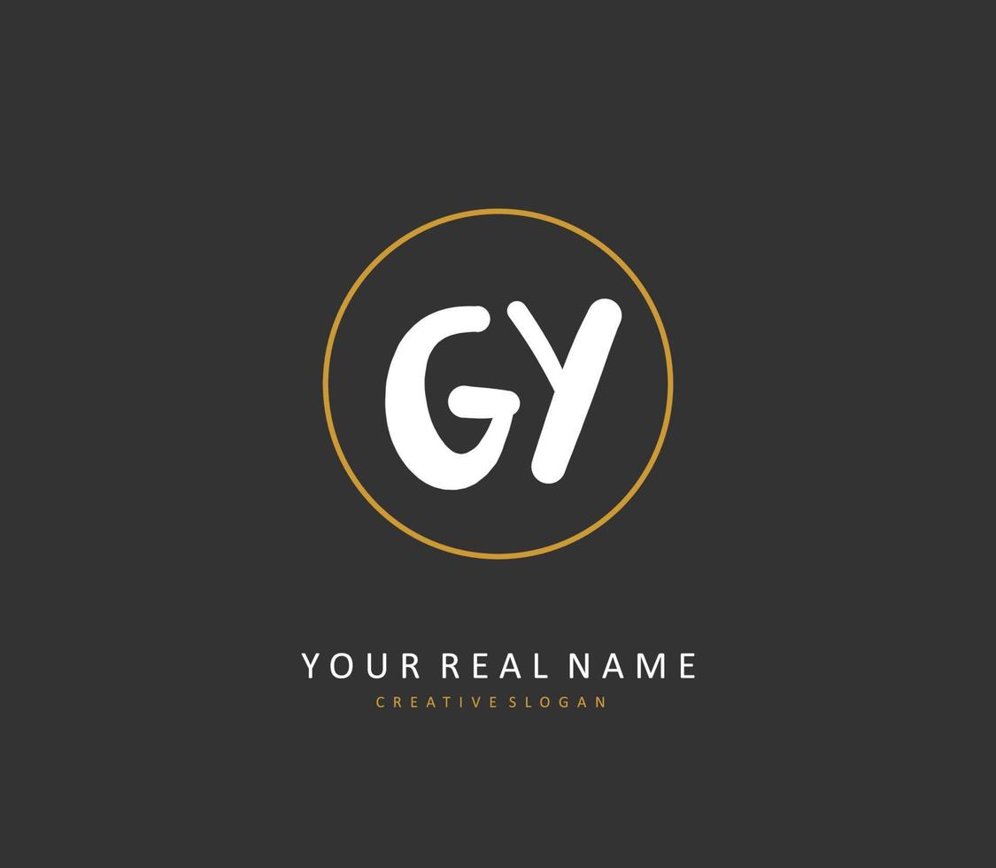 GY Initial letter handwriting and  signature logo. A concept handwriting initial logo with template element. vector