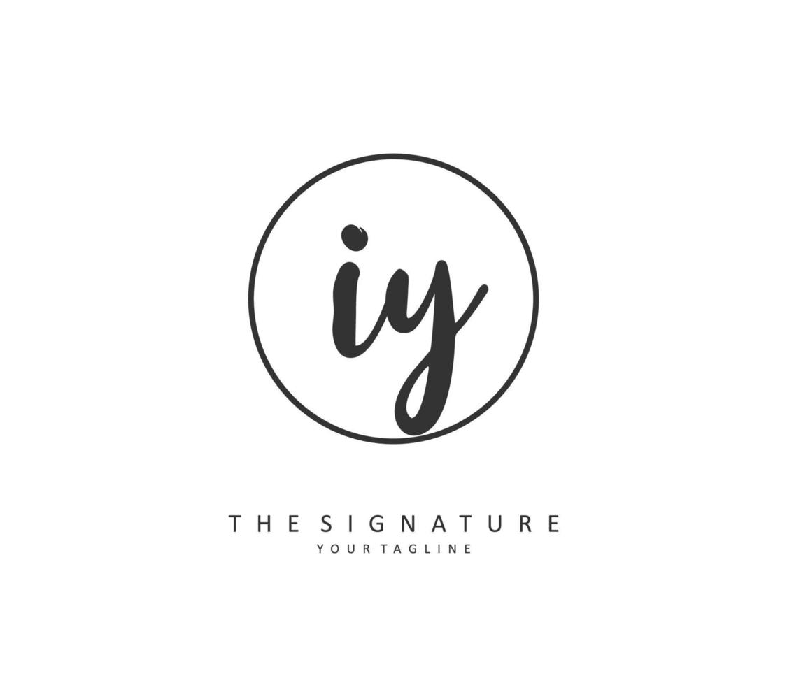 IY Initial letter handwriting and  signature logo. A concept handwriting initial logo with template element. vector