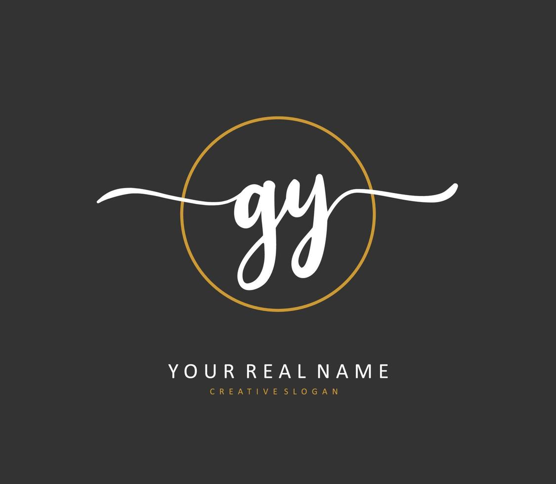 GY Initial letter handwriting and  signature logo. A concept handwriting initial logo with template element. vector