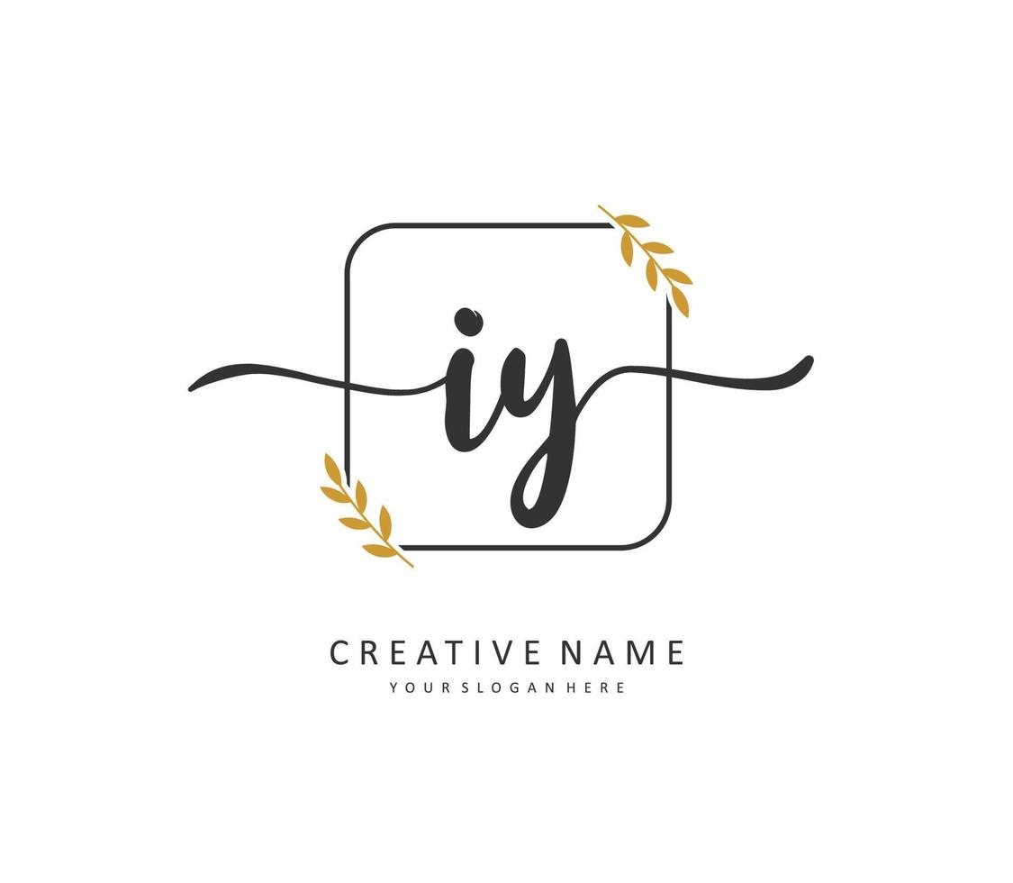 IY Initial letter handwriting and  signature logo. A concept handwriting initial logo with template element. vector