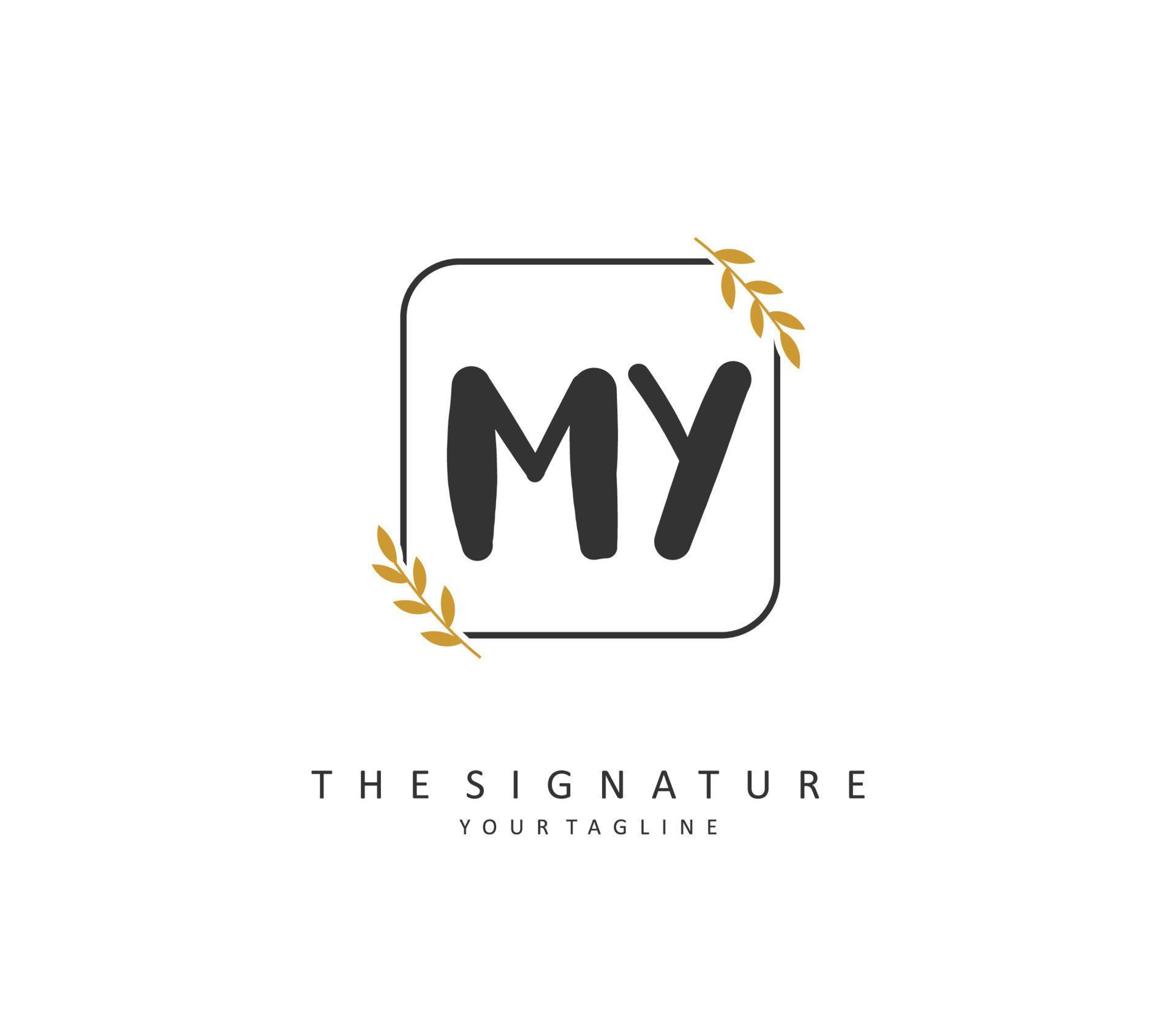 MY Initial letter handwriting and signature logo. A concept handwriting