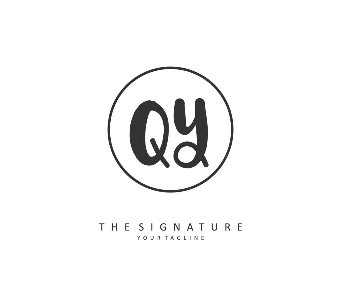 QY Initial letter handwriting and  signature logo. A concept handwriting initial logo with template element. vector