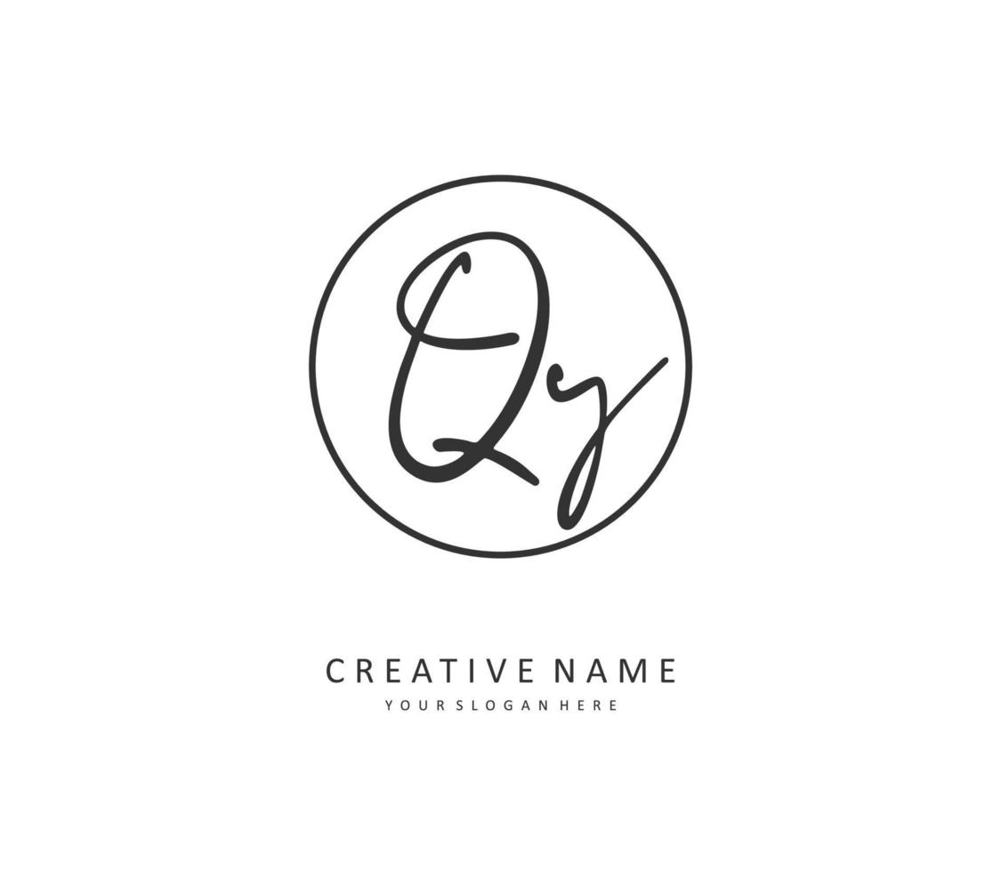 QY Initial letter handwriting and  signature logo. A concept handwriting initial logo with template element. vector