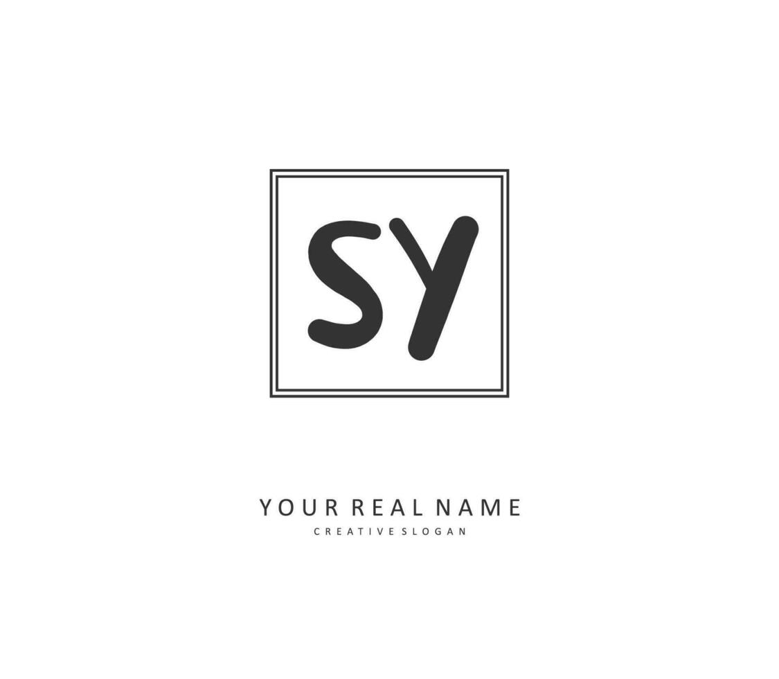 SY Initial letter handwriting and  signature logo. A concept handwriting initial logo with template element. vector