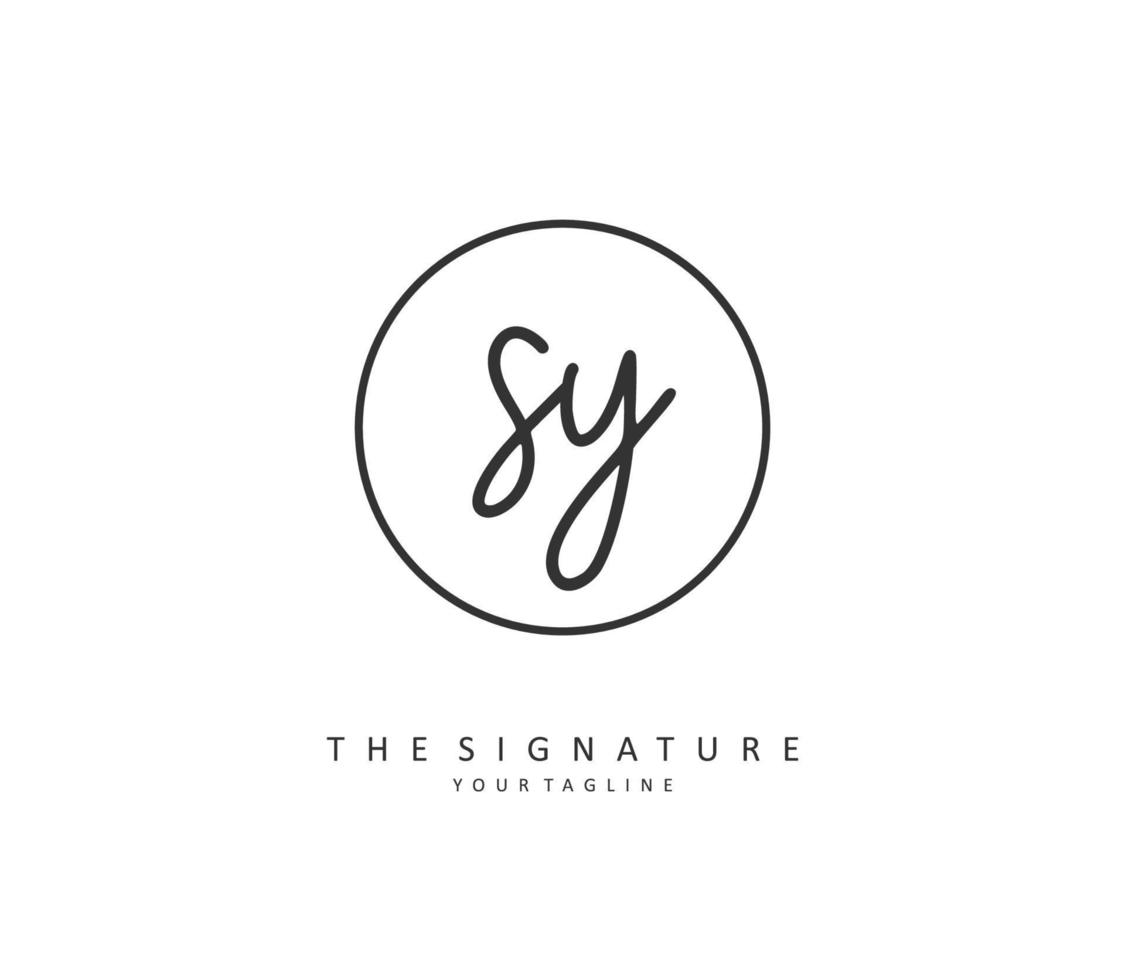 SY Initial letter handwriting and  signature logo. A concept handwriting initial logo with template element. vector
