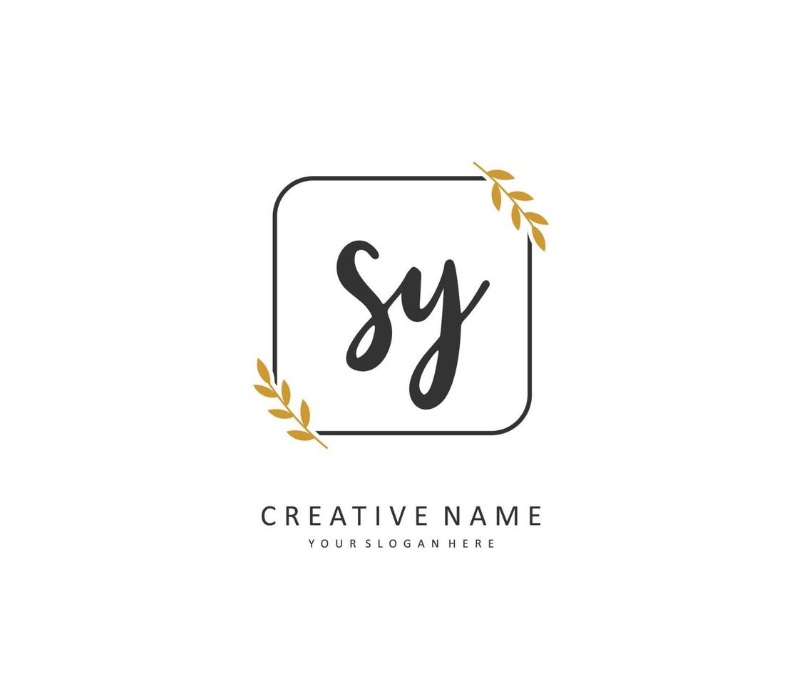 SY Initial letter handwriting and  signature logo. A concept handwriting initial logo with template element. vector