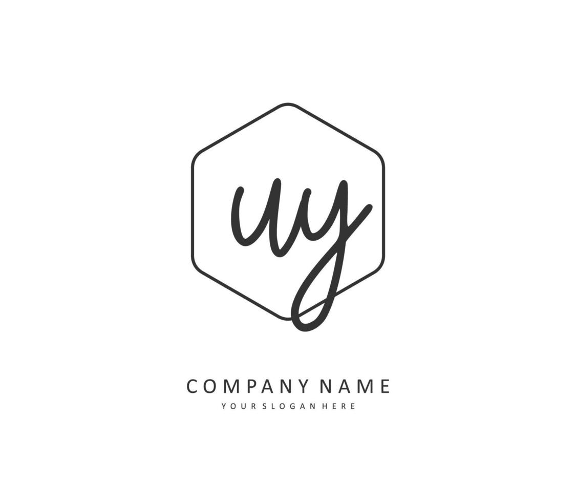 UY Initial letter handwriting and  signature logo. A concept handwriting initial logo with template element. vector