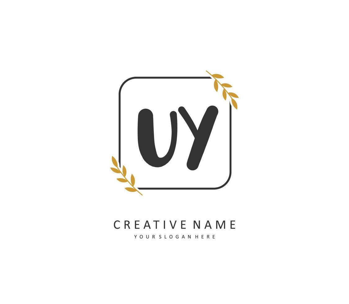UY Initial letter handwriting and  signature logo. A concept handwriting initial logo with template element. vector