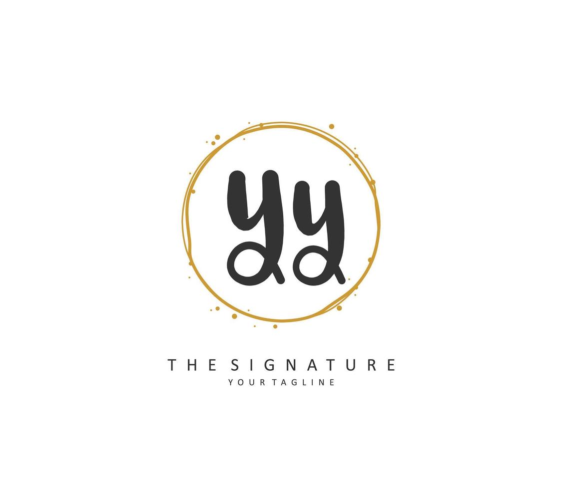 YY Initial letter handwriting and  signature logo. A concept handwriting initial logo with template element. vector