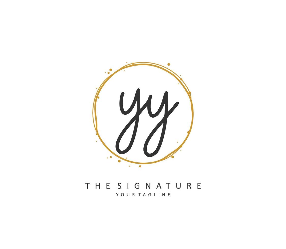 YY Initial letter handwriting and  signature logo. A concept handwriting initial logo with template element. vector