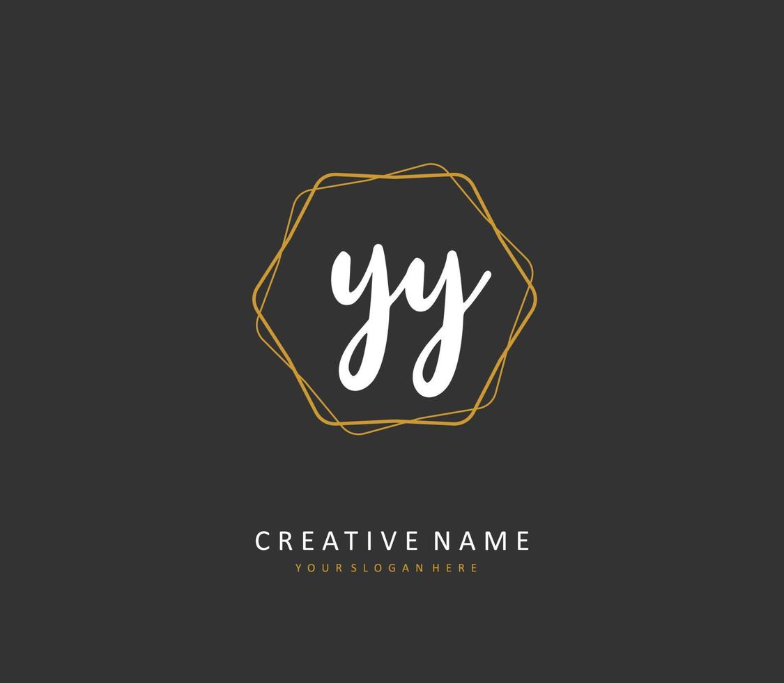 YY Initial letter handwriting and  signature logo. A concept handwriting initial logo with template element. vector