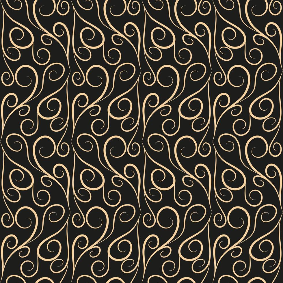 Seamless pattern, golden linear pattern, monogram on a dark background. Design for banner, leaflet, print, poster, wallpaper, fabric. Abstract geometry. vector