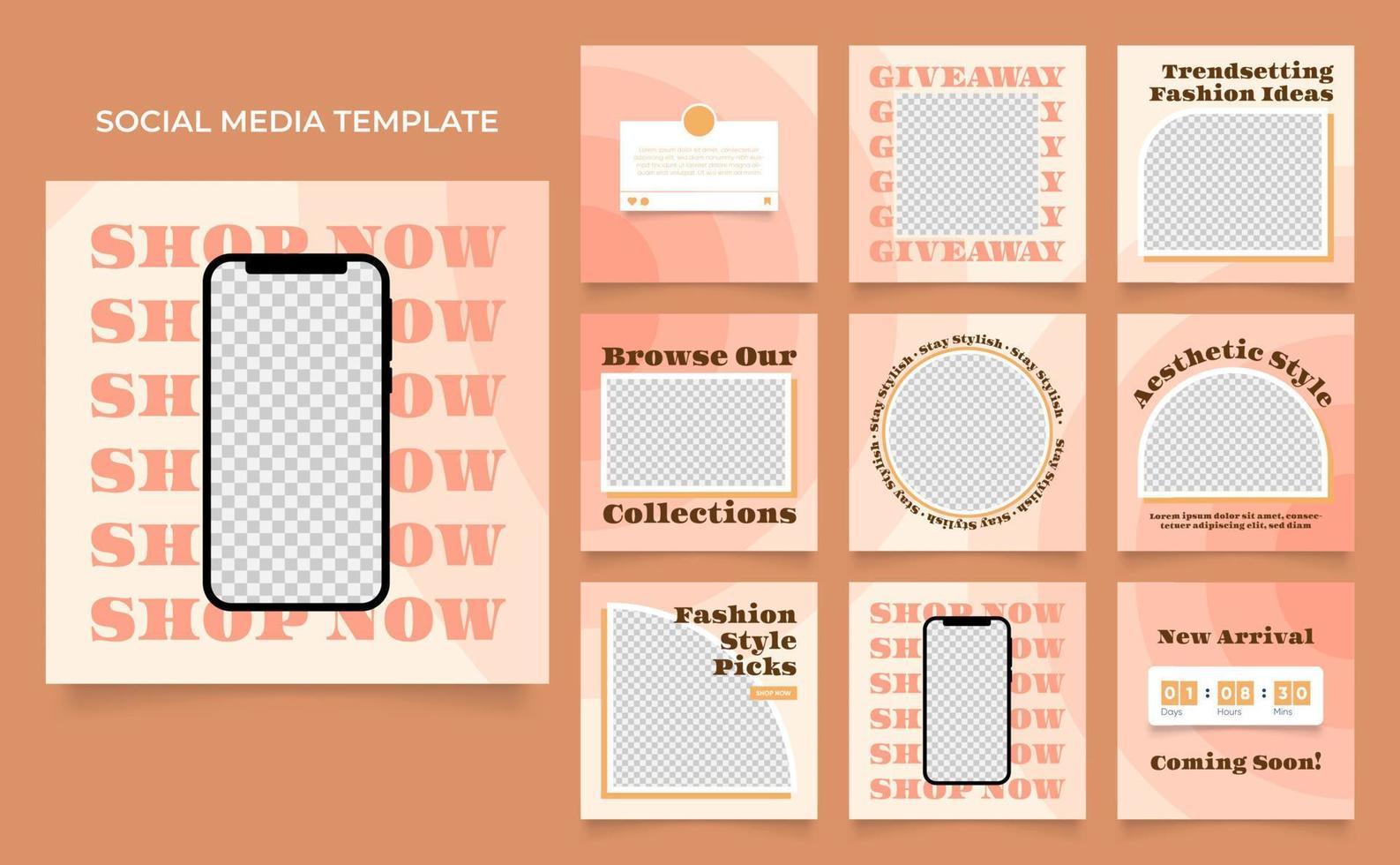 social media template banner fashion sale promotion in playful brown color vector