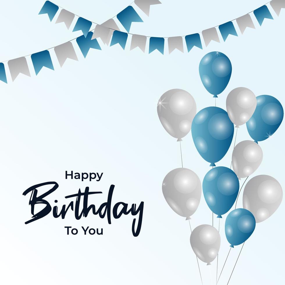 Happy birthday to you text with balloon and confetti decoration Vector illustration