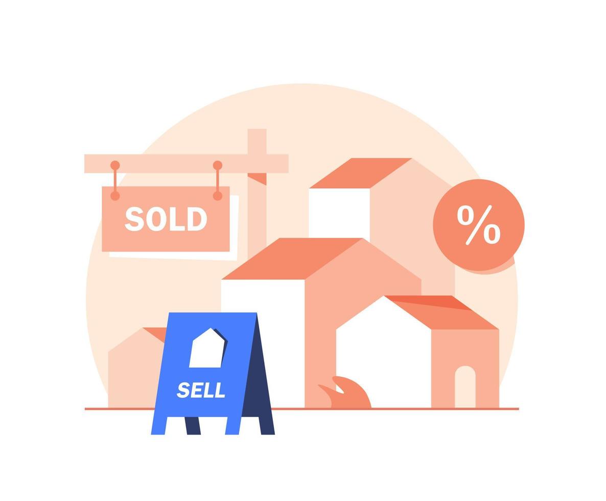 Real estate business concept with houses,flat design icon vector illustration