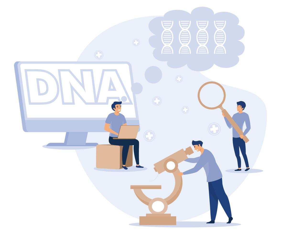 Genetic DNA Science concept. Big gene helix sign. Lab equipment. Flat vector modern illustration.