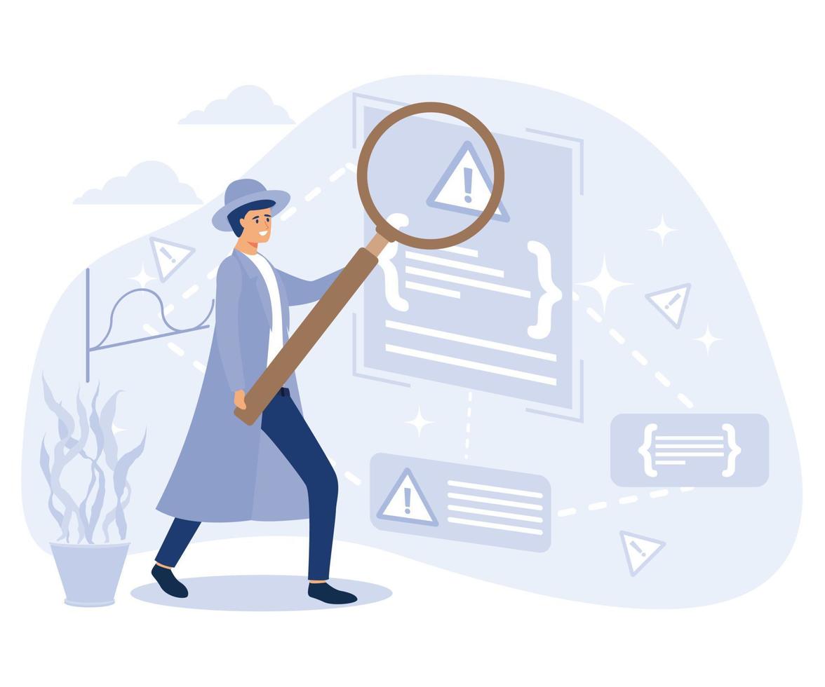freelance character employee concept,  man with laptop working on site drag the result of work,  flat vector modern illustration