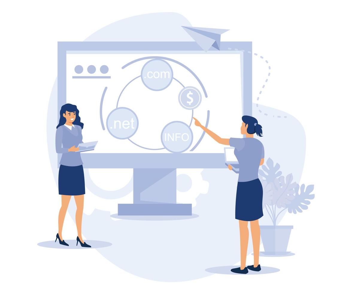 Online business concept,  Drop servicing, domain flipping, business opportunity, outsource, drop shipping, web hosting, social media sales, flat vector modern illustration