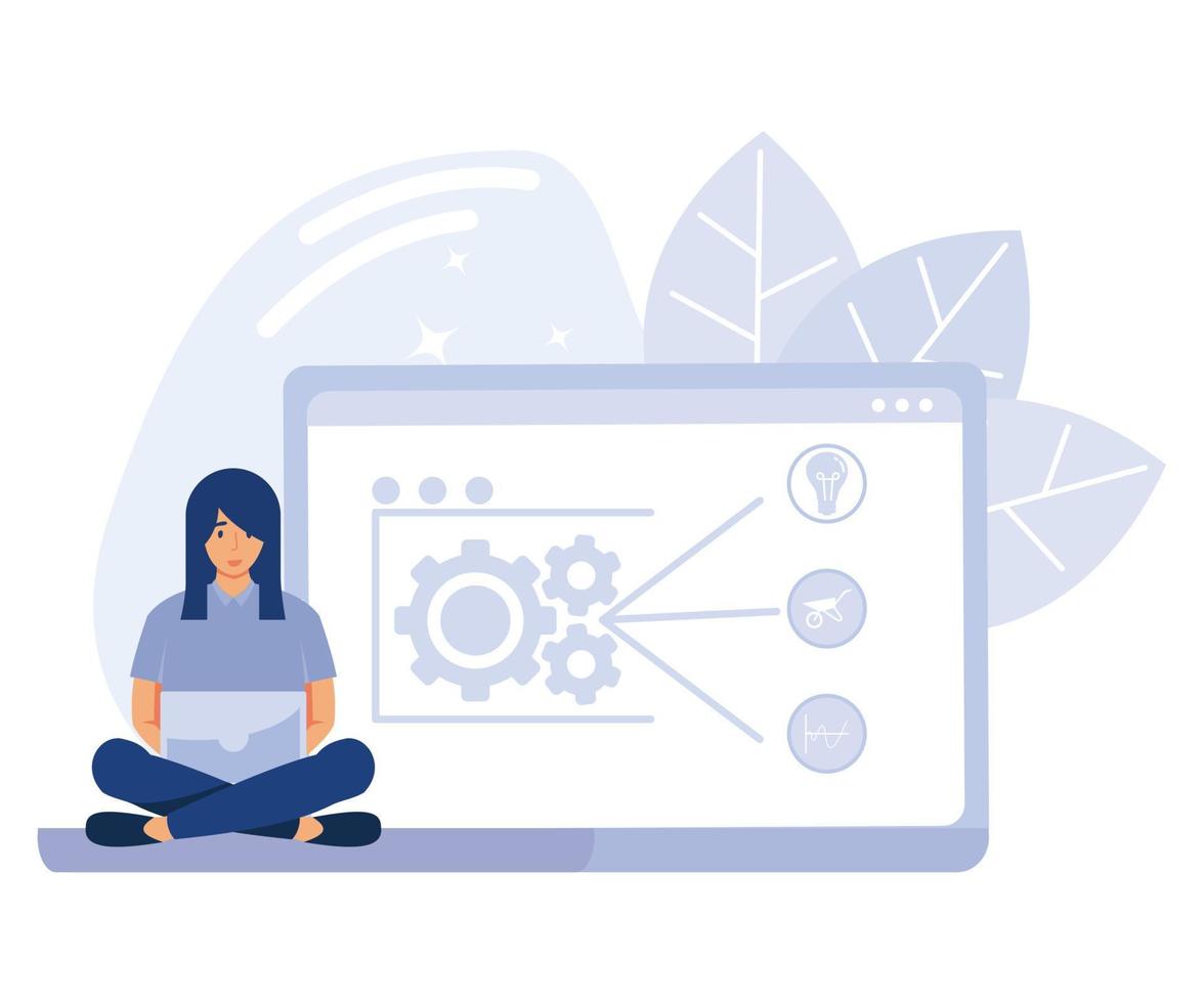 Online business concept,  Drop servicing, domain flipping, business opportunity, outsource, drop shipping, web hosting, social media sales, flat vector modern illustration