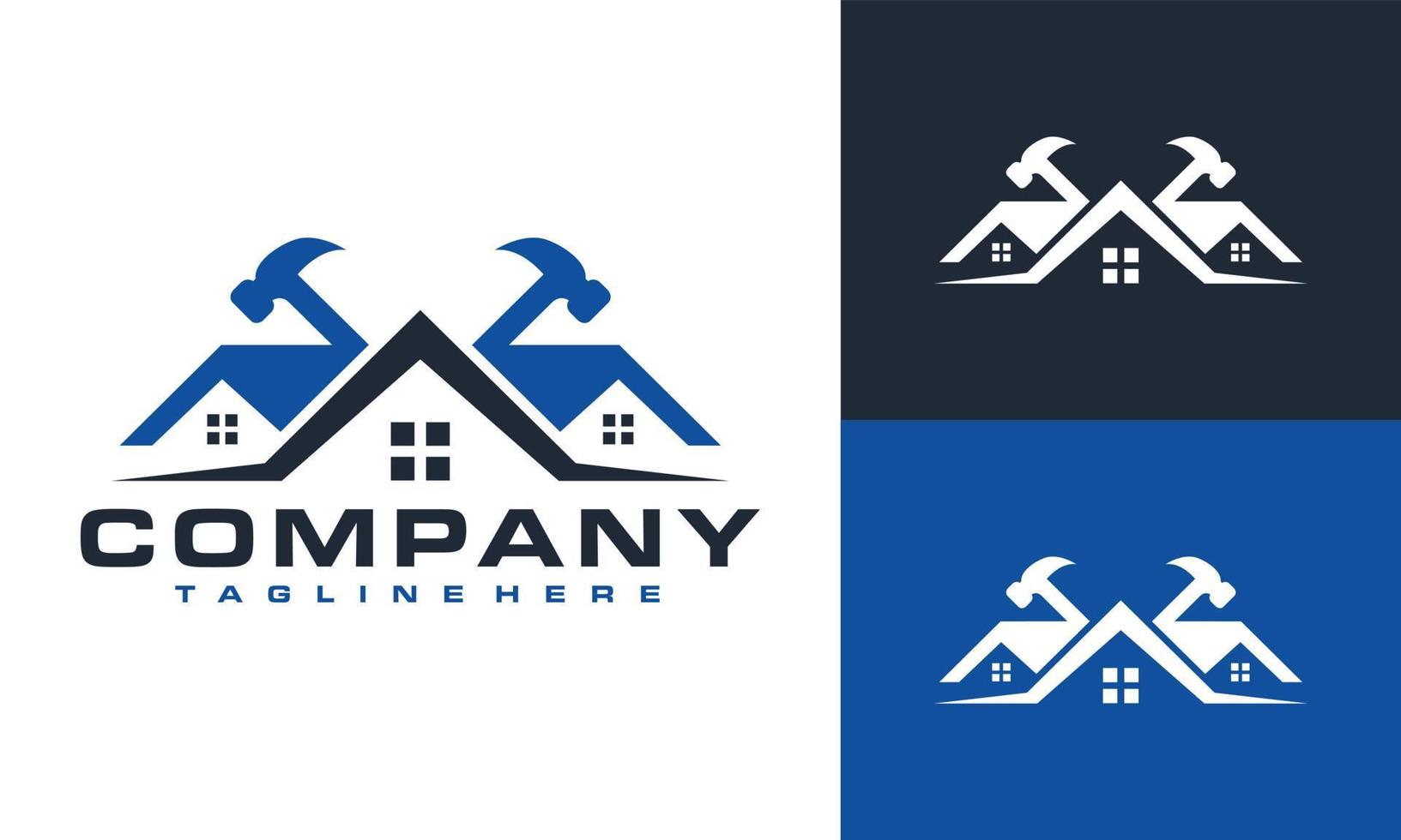 real estate home hammer logo vector