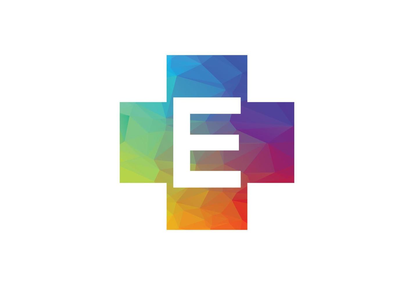 Colourful Low Poly and initial E letter logo design, Vector illustration