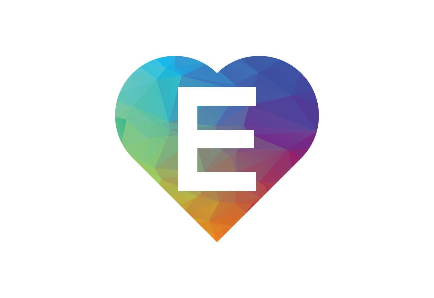 Colourful Low Poly and initial E letter logo design, Vector illustration