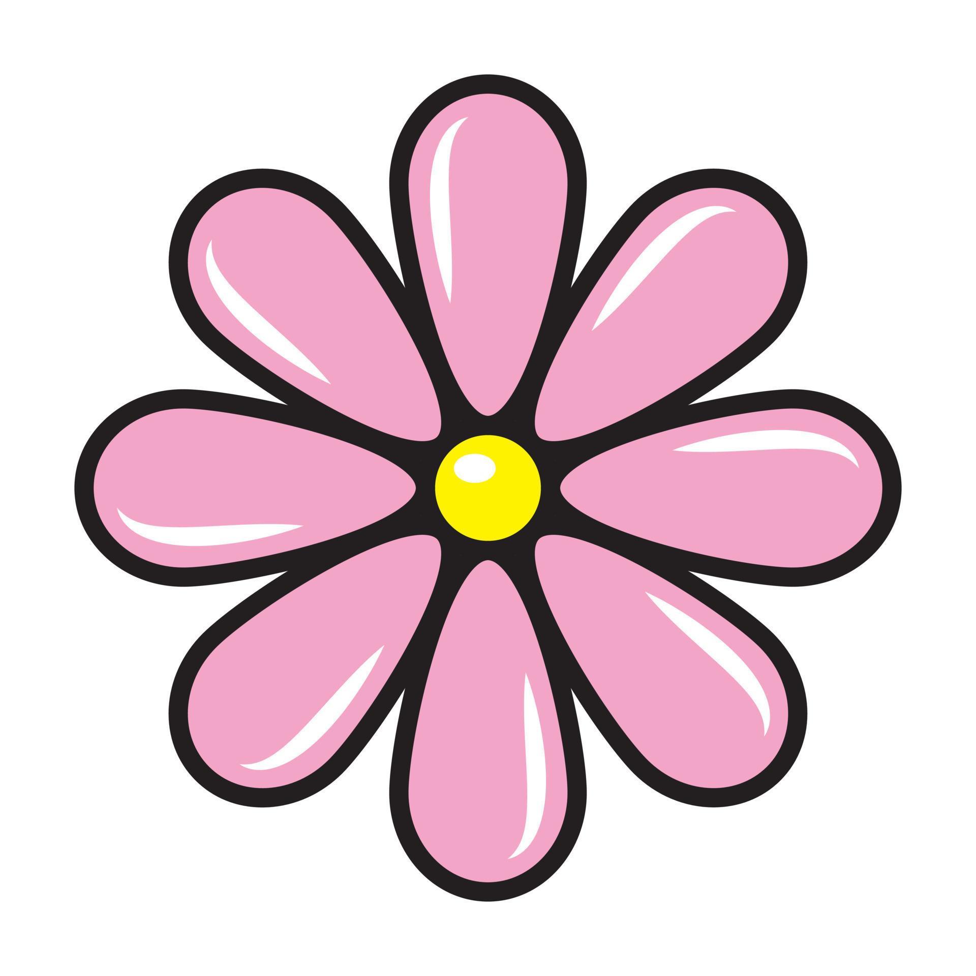 Pink Flower Color Isolated Vector Illustration In Cartoon Style 