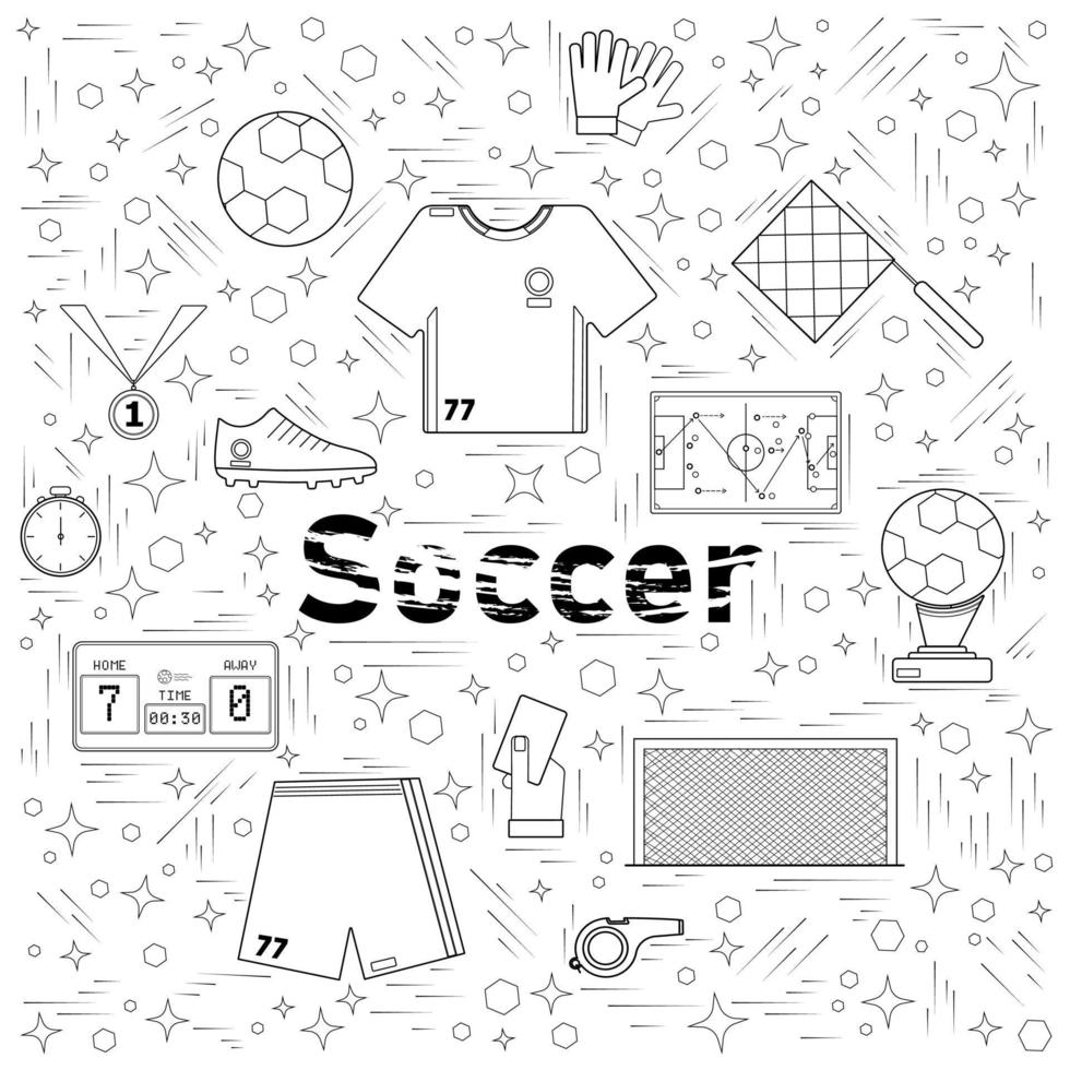 Soccer a square of contour elements vector