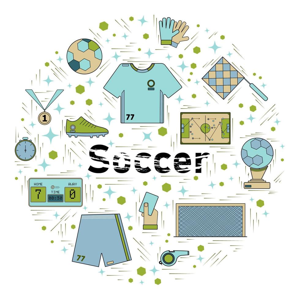 Soccer circle of blue elements vector