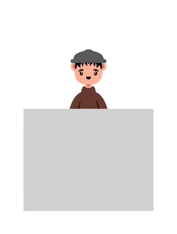 Boy carrying sticky note paper png