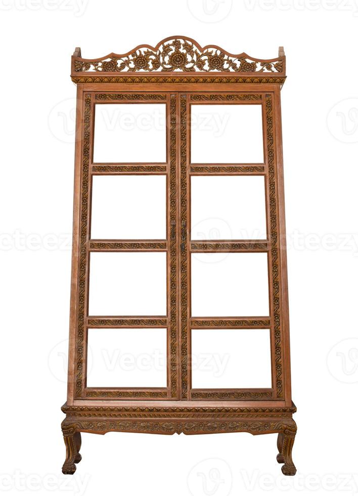 antique wooden cabinet isolated on white with clipping path photo