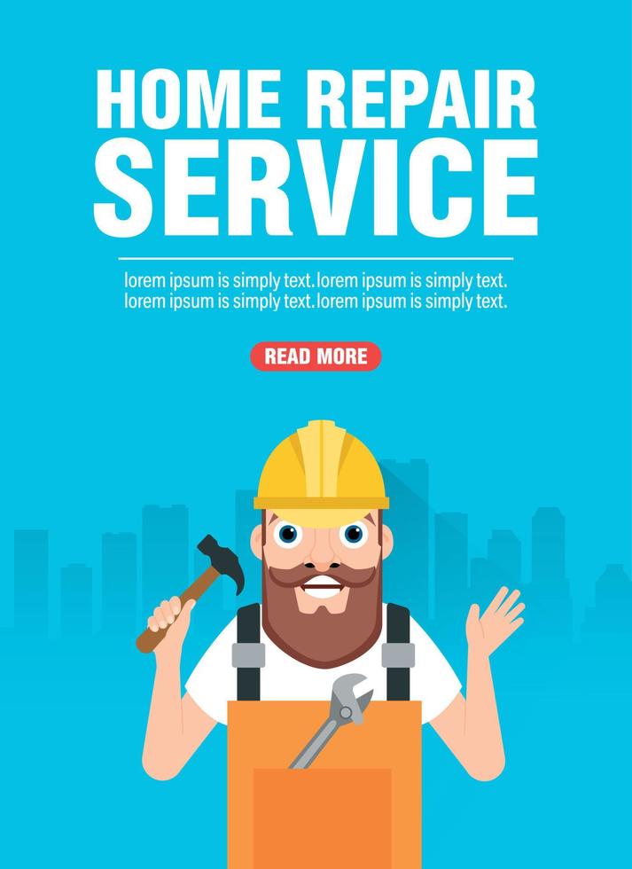 Home repair service concept design flat banner vector