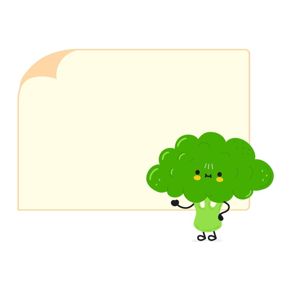 Cute funny broccoli poster character. Vector hand drawn cartoon kawaii character illustration. Isolated white background. Broccoli poster