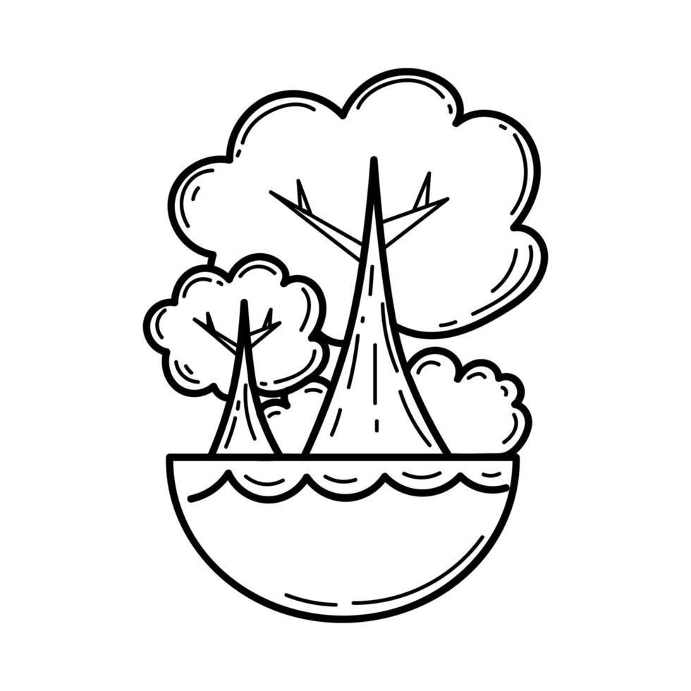 eco. Ecological icon. Tree and water. Line icon. Green energy. Clean planet. vector