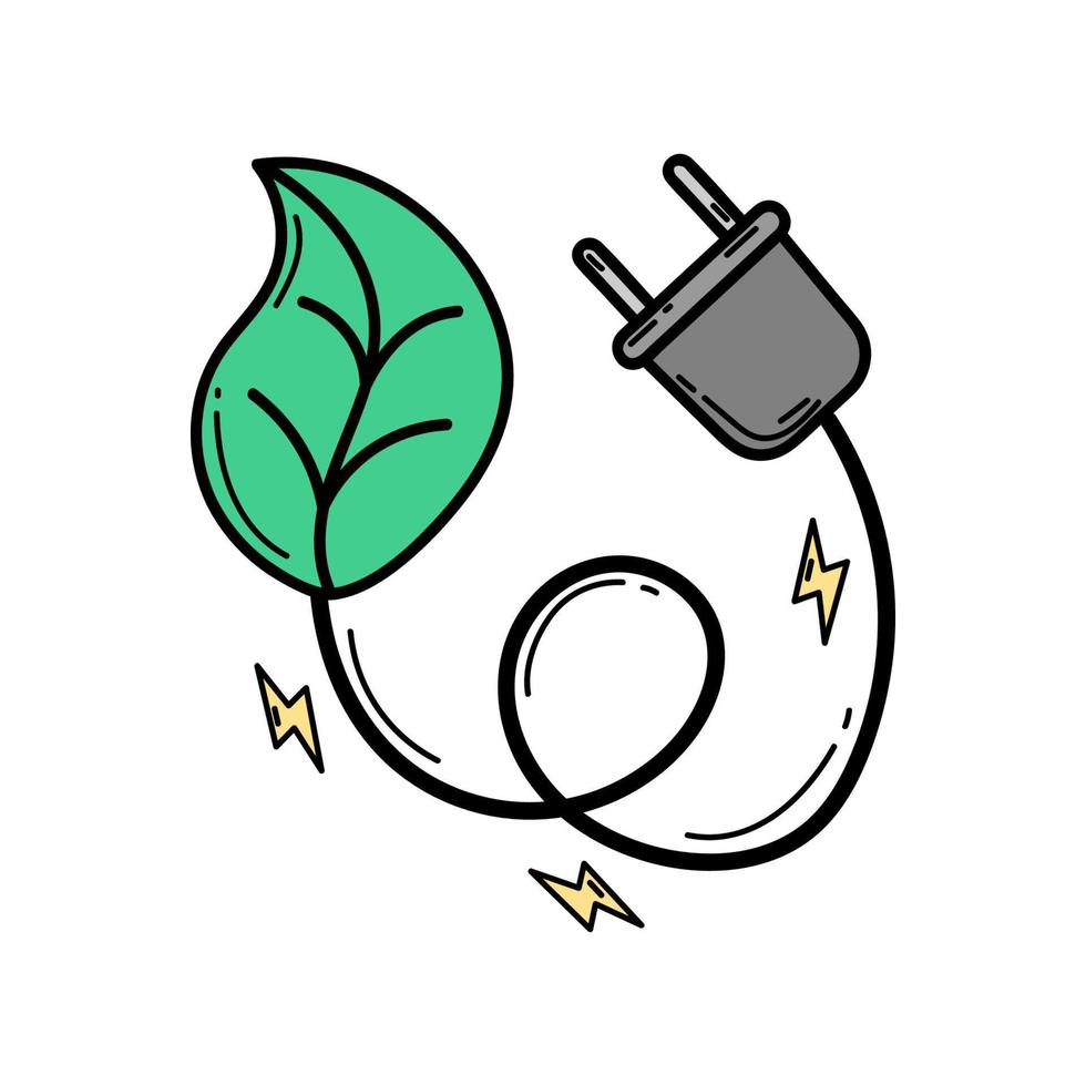 eco. Ecological icon. Plug socket with a leaf. Line icon. Green energy. Clean planet. vector