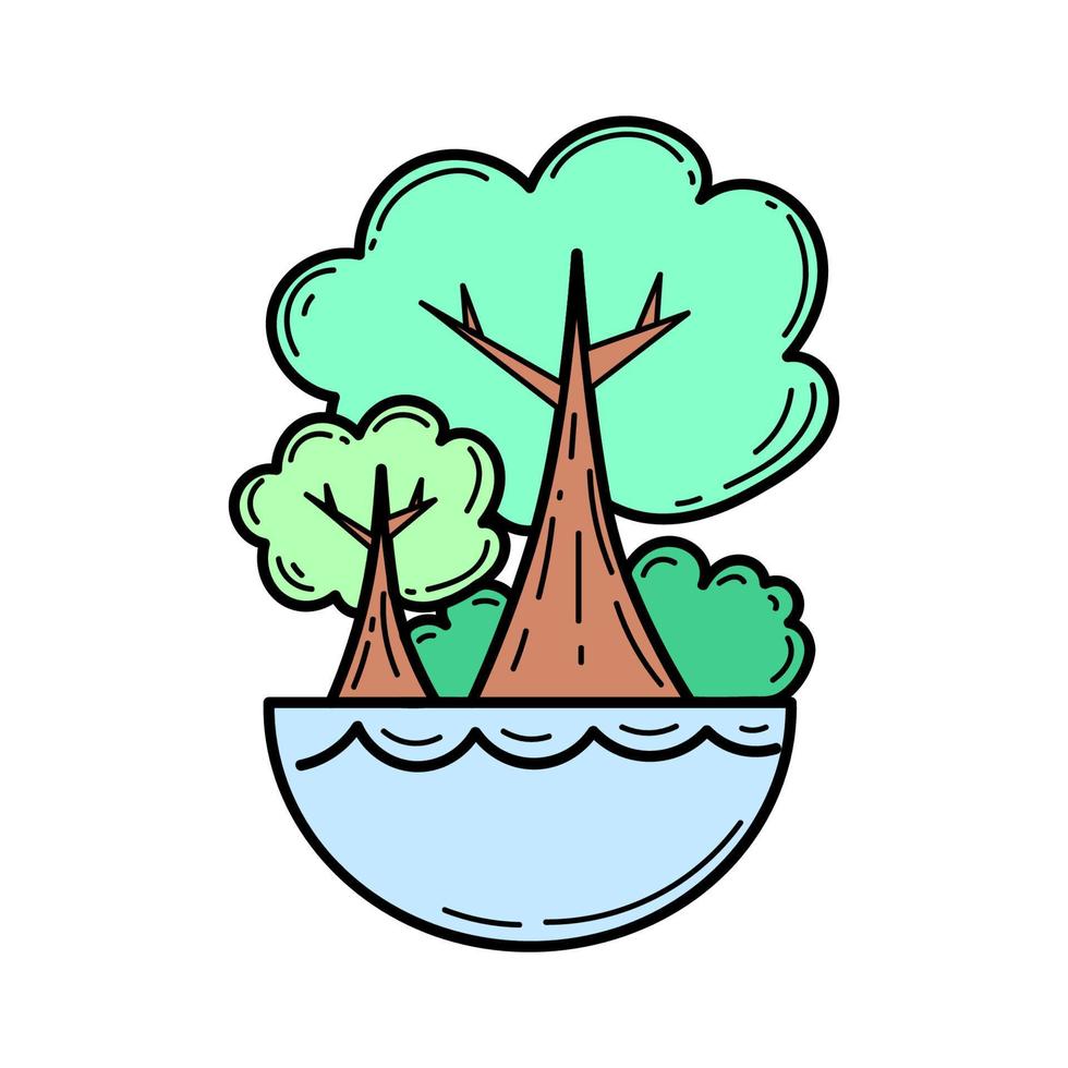 eco. Ecological icon. Tree and water. Line icon. Green energy. Clean planet. vector