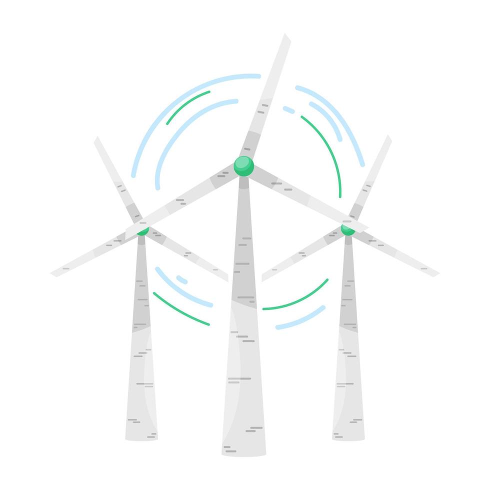 eco. Ecological icon. Windmills. Flat style. Green energy. Clean planet. vector