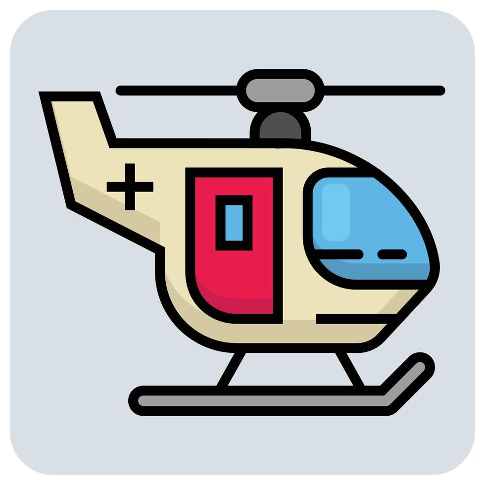 lleno color contorno icono para helicóptero. vector