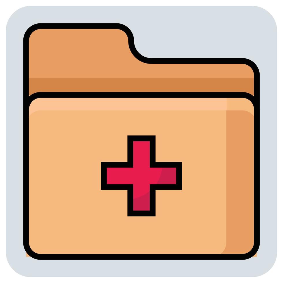 Filled color outline icon for Medical folder. vector