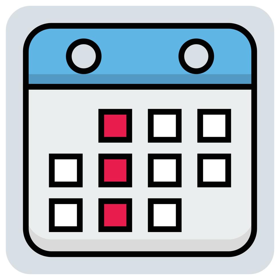 icono de contorno de color relleno para el calendario. vector