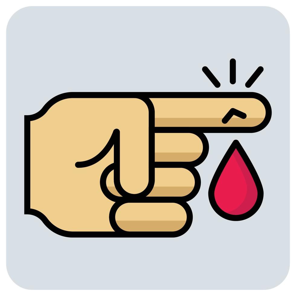 Filled color outline icon for Finger cut blood. vector