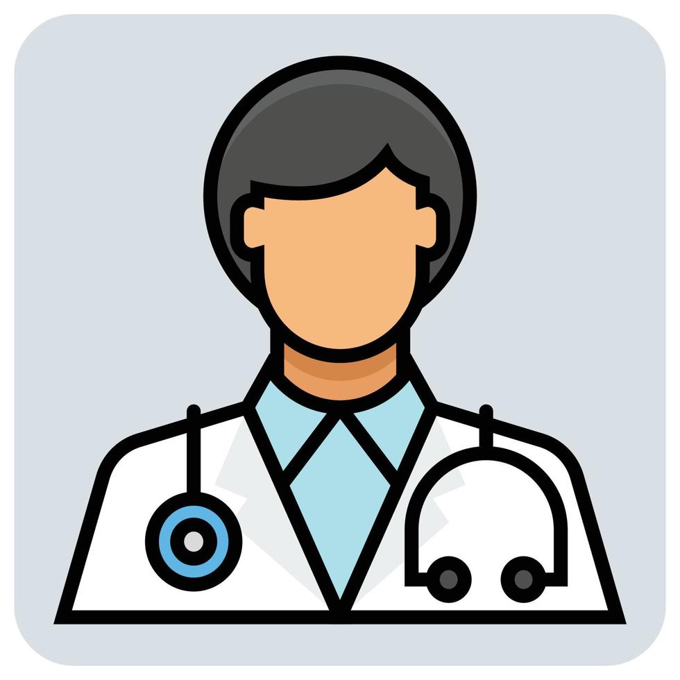 lleno color contorno icono para doctor. vector