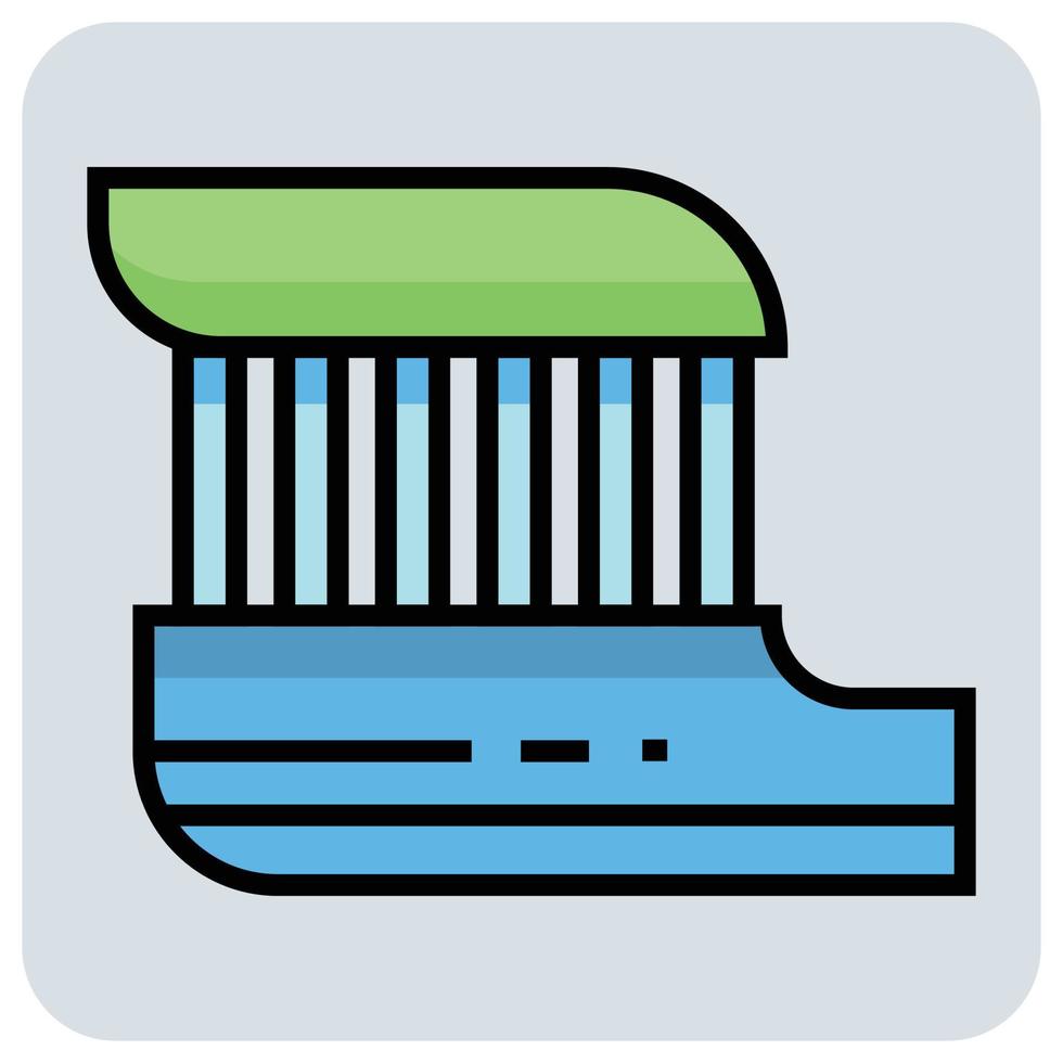 Filled color outline icon for Tooth brush. vector