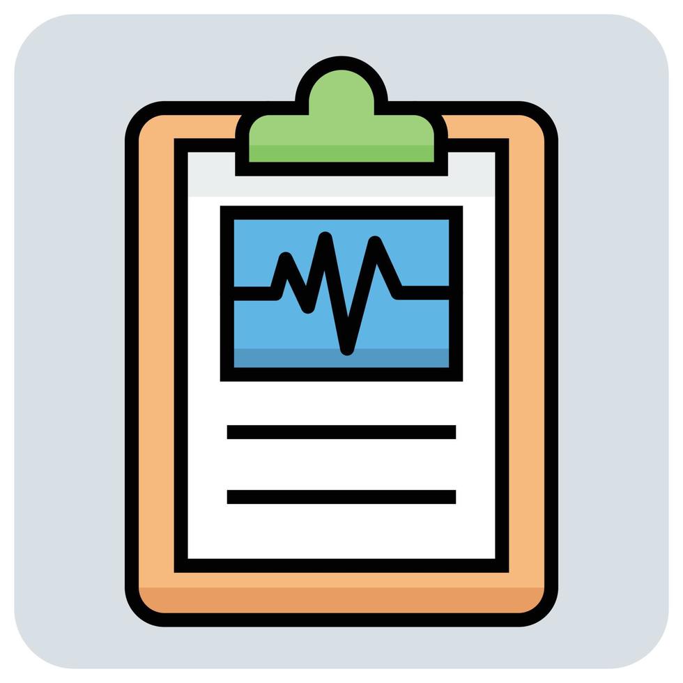 Filled color outline icon for Heartbeat report. vector