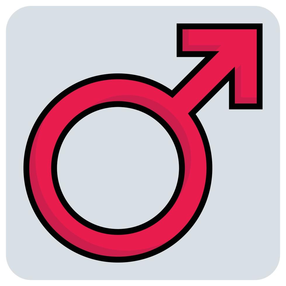 Filled color outline icon for Male. vector