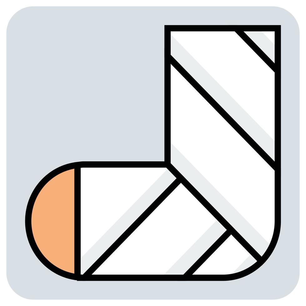 Filled color outline icon for Foot bandage. vector