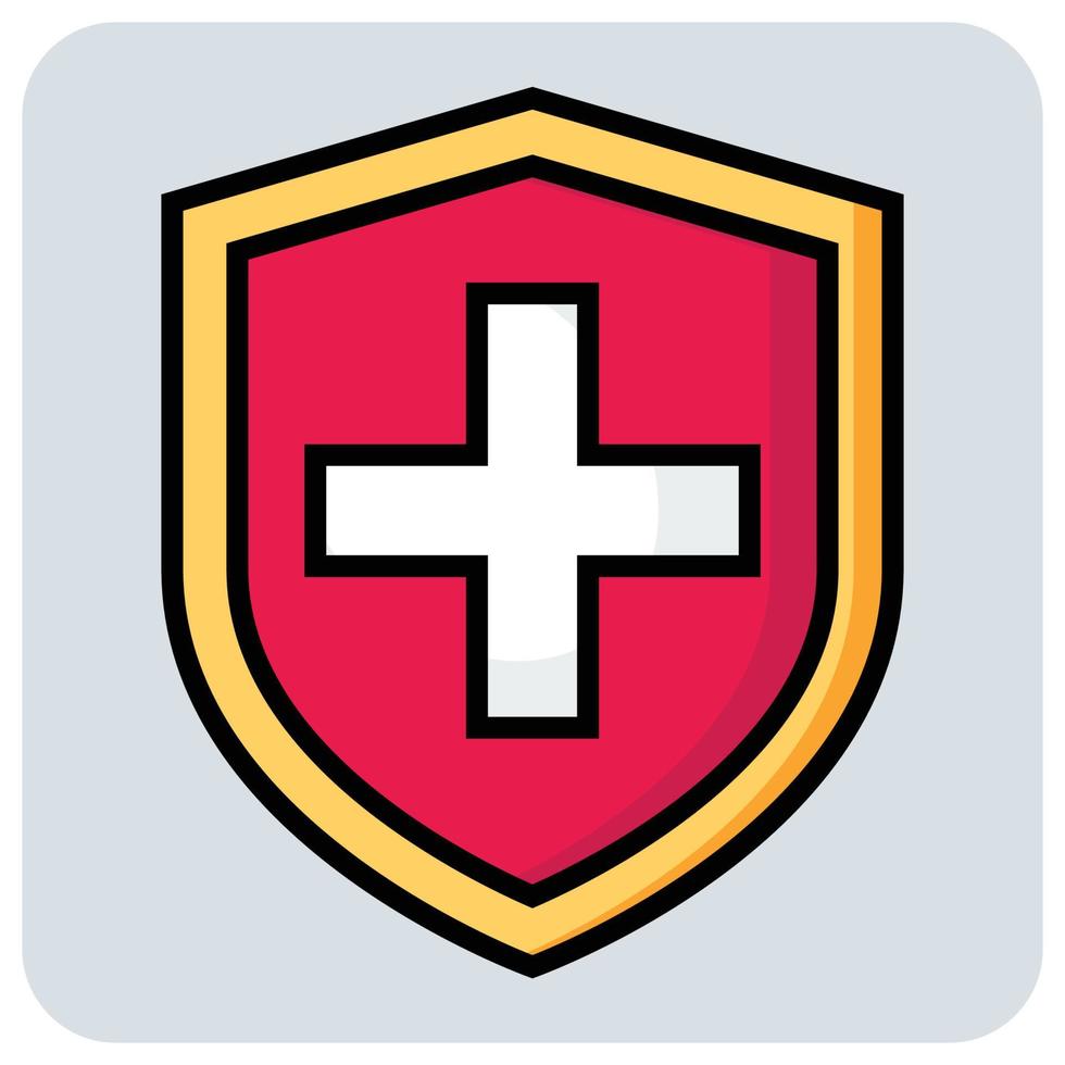 Filled color outline icon for Shield protect. vector