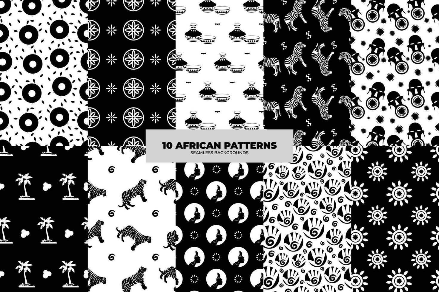 Tribal seamless pattern set. African print. Colorful abstract background set. Hand drawn vector illustration EPS 10. Vector illustration