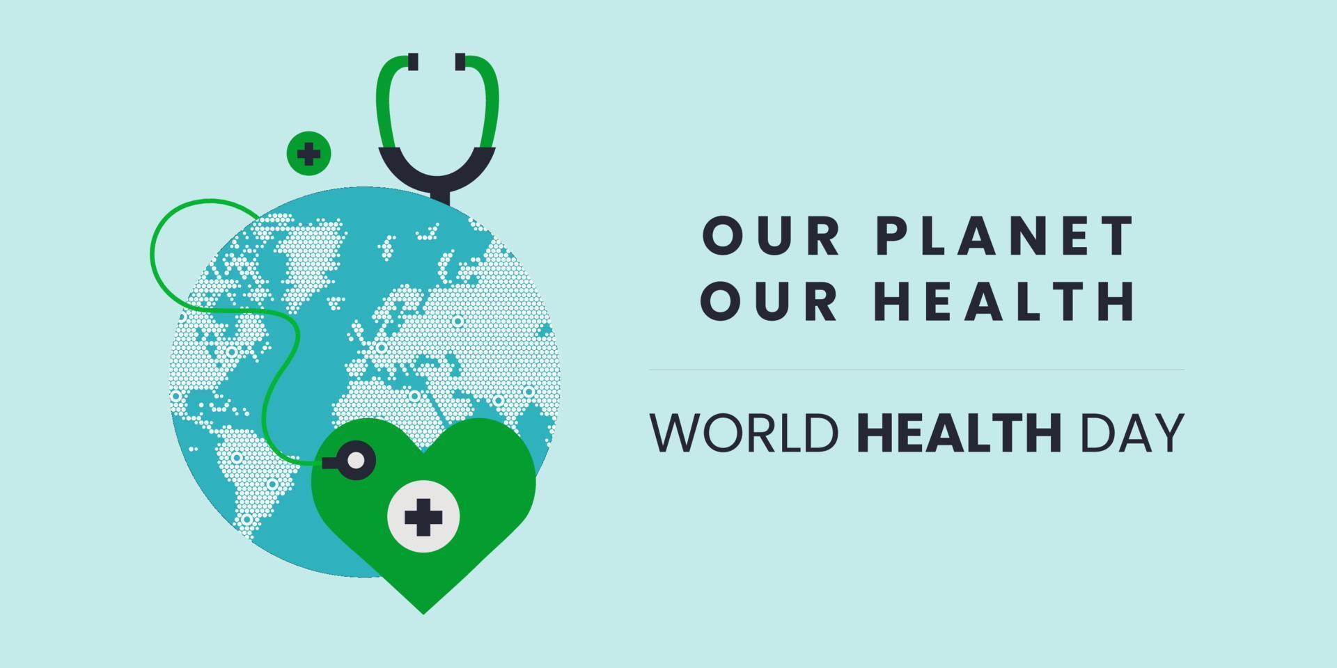 World Health day 2023 . World health day concept text design with doctor stethoscope. vector